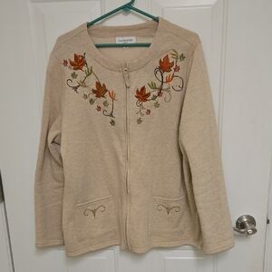 Breckenridge Beige Cardigan with Autumn Embroidery